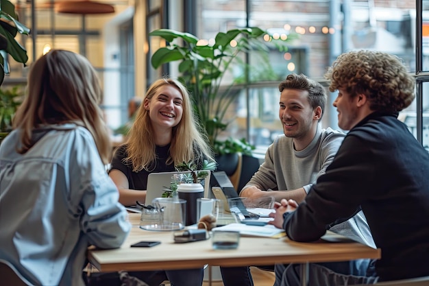 Imprenditori che discutono strategie in un incubatore di start-up