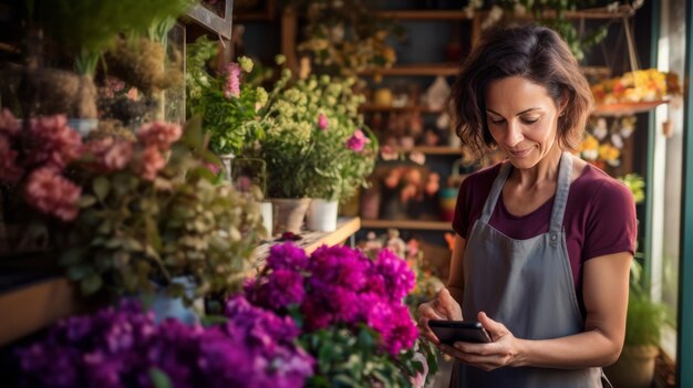 Imprenditrice matura che usa il cellulare