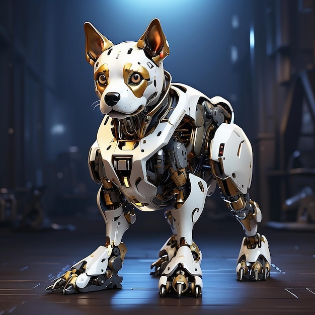 Impressionante illustrazione di un cane robot che unisce tecnologia e carino