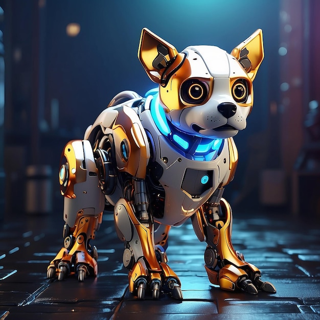 Impressionante illustrazione di un cane robot che unisce tecnologia e carino