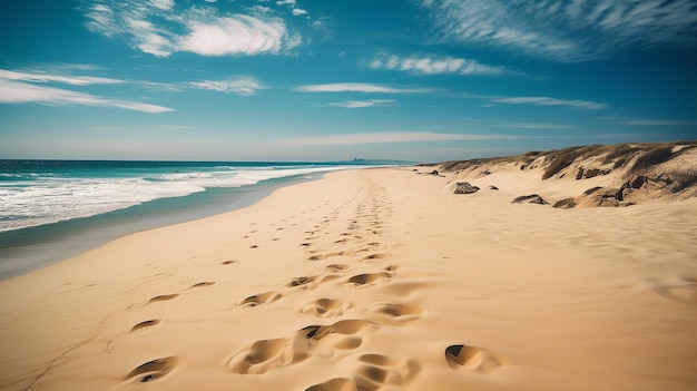 Impronta fotografica sulla sabbia della spiaggia in un giorno d'estate