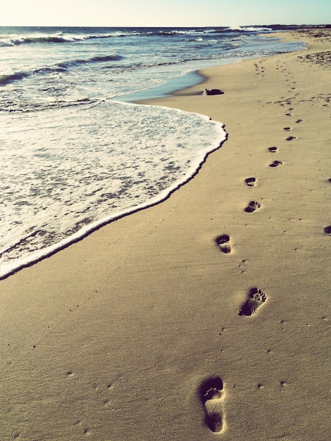 Impronte sulla sabbia della spiaggia