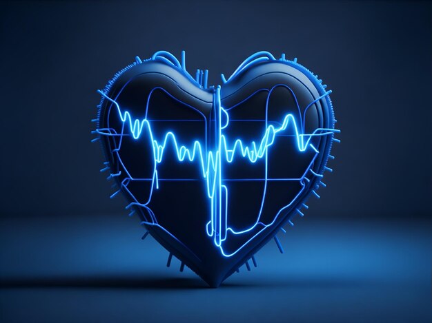 Impulso cardiaco al neon blu brillante