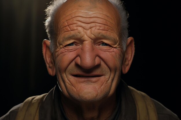 In alto angolo di un uomo anziano che sorride Generative ai