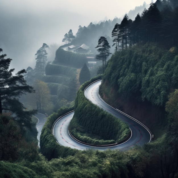 In ambienti montuosi con montagne Puoi vedere un'autostrada remota dalla guida dell'auto