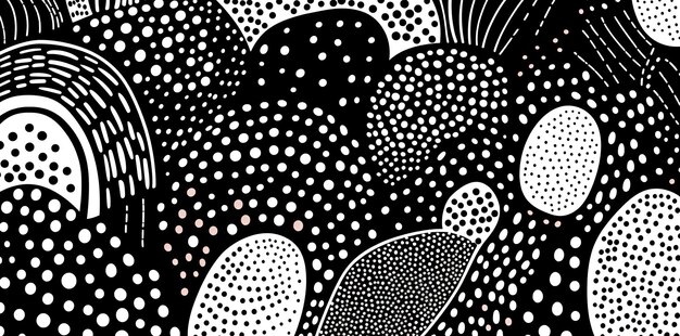 in bianco e nero doodle punti pattern illustrazione vettoriale rfm nello stile di sfondo contrastante