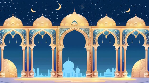 In cornici ad arco questo set di modelli Ramadan Kareem ha un design festivo attraente