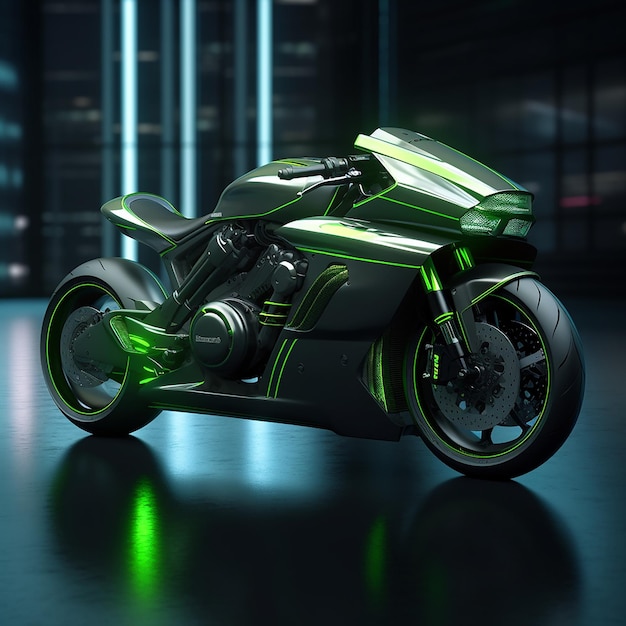 In mostra una motocicletta con carrozzeria verde.