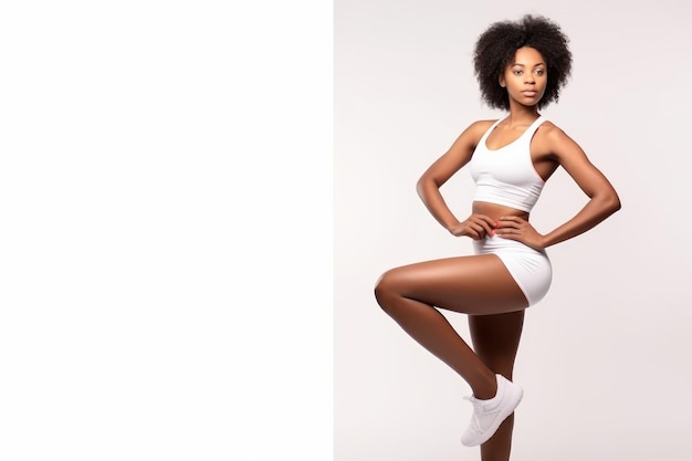 In piedi mostrando il corpo sportivo Donna afroamericana Bella immagine dell'illustrazione IA generativa