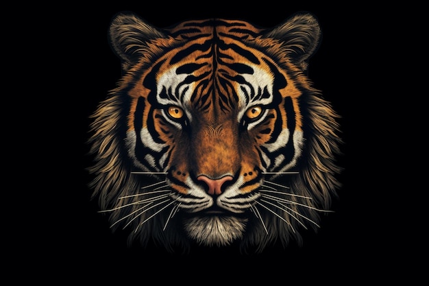 In questa illustrazione è mostrata la faccia di una tigre.