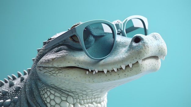 In questa illustrazione è mostrato un coccodrillo che indossa occhiali da sole.