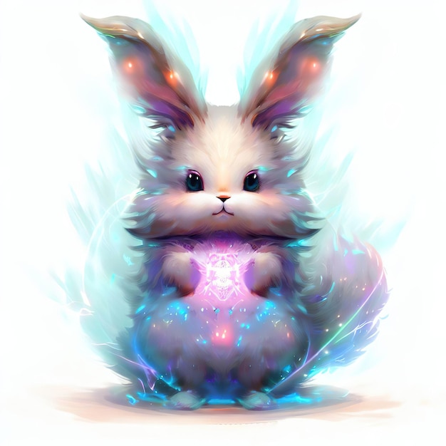 In questa illustrazione è mostrato un coniglio con un cuore luminoso sulla faccia