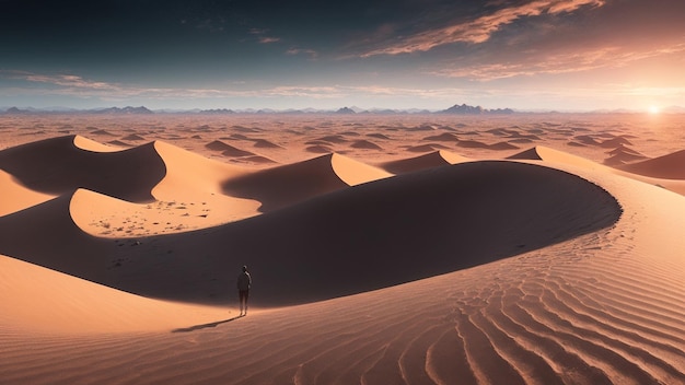 In un affascinante paesaggio desertico al crepuscolo