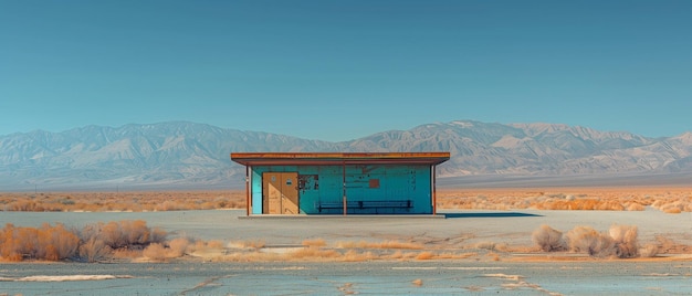 In un enorme deserto una fermata di riposo e una zona di picnic