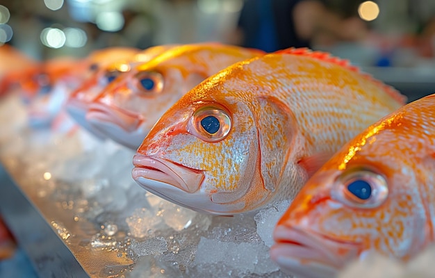 In un tipico mercato alimentare si cattura pesce fresco