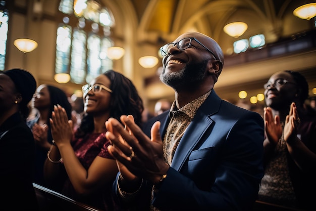 In una chiesa cantanti gospel cristiani offrono lodi