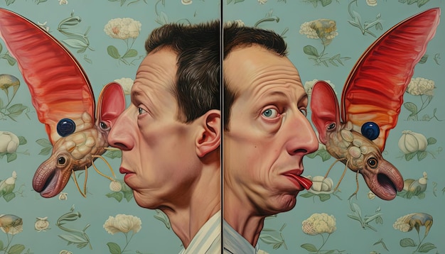 in una serie di ritratti l'orecchio è mostrato in una delle bocche degli uomini
