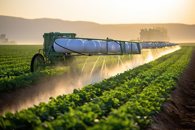 In una vasta azienda agricola le macchine intelligenti lavorano duramente per fornire la migliore esperienza di crescita per le colture