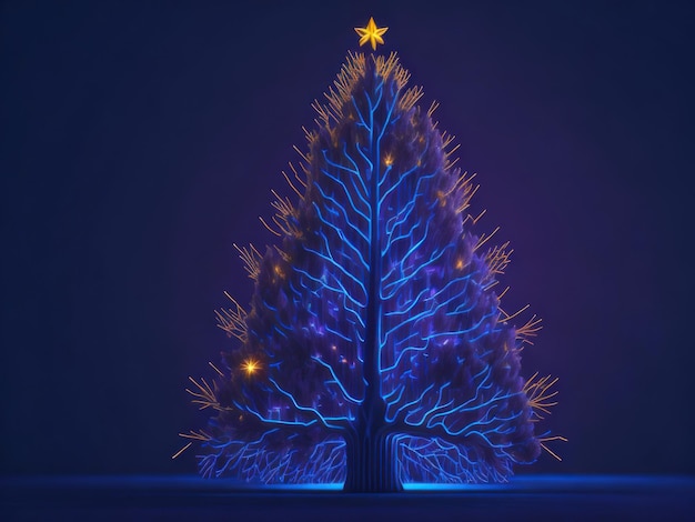 Incandescente albero di Natale futuristico digitale AI generato