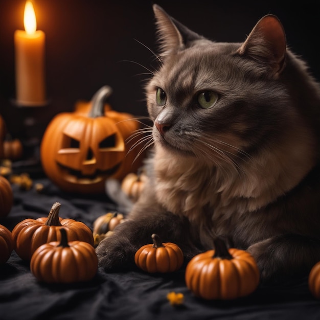 Incandescente vibrazione di Halloween Jacko'Lanterns e decorazioni di zucca