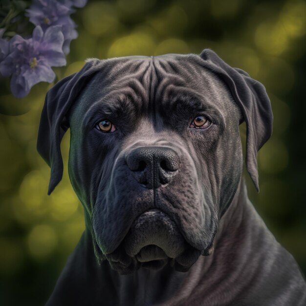 Incantevole ritratto digitale realistico del cane corso di canna italiano in natura