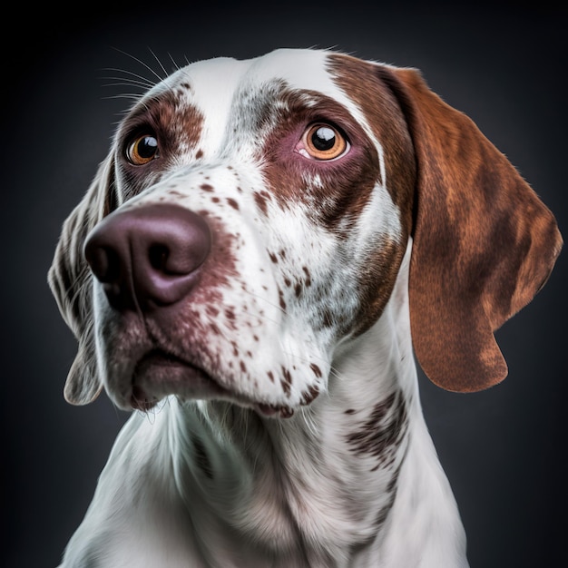 Incantevole ritratto in studio carino puntatore inglese cane in sfondo isolato