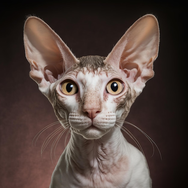 Incantevole ritratto in studio del gatto devon rex su sfondo isolato