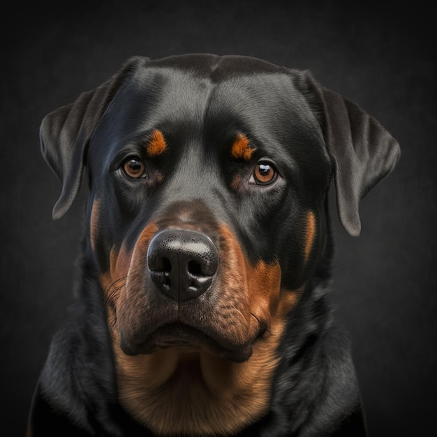 Incantevole ritratto in studio di cane rottweiler su sfondo isolato