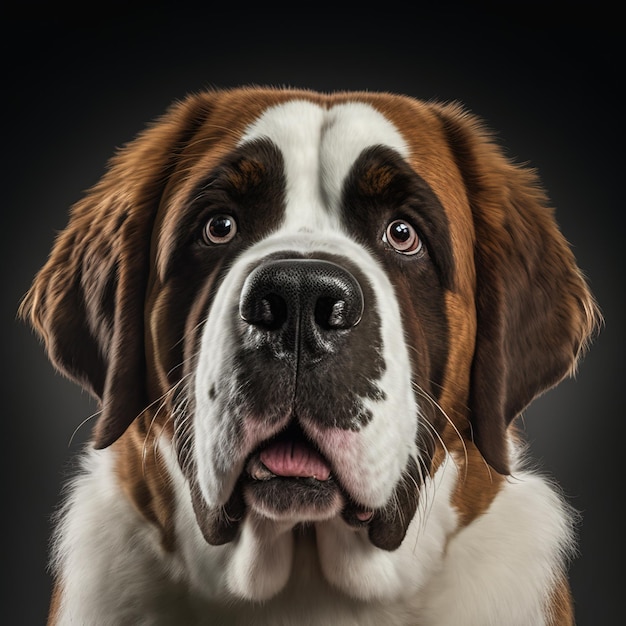 Incantevole ritratto in studio di cane stbernard su sfondo isolato