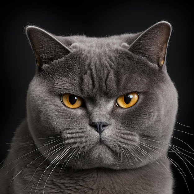 Incantevole ritratto in studio di gatto british shorthair su sfondo isolato