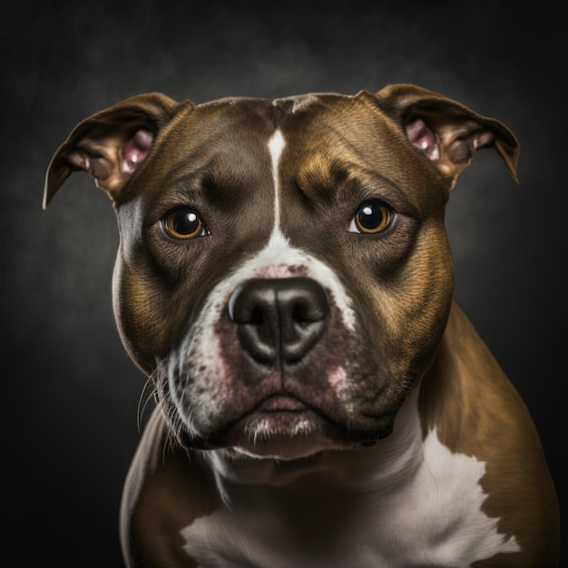 Incantevole ritratto in studio di stafford terrier americano su sfondo nero isolato