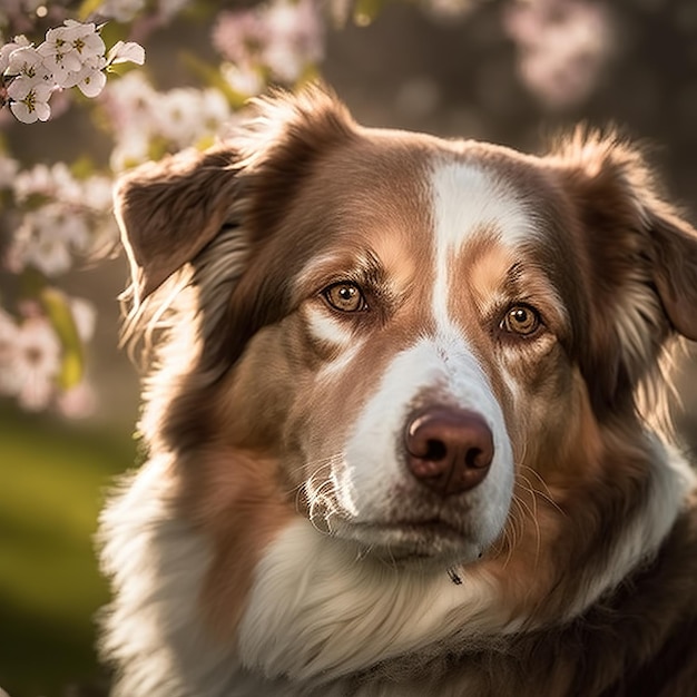 Incantevole ritratto realistico dell'illustrazione digitale del cane da pastore australiano