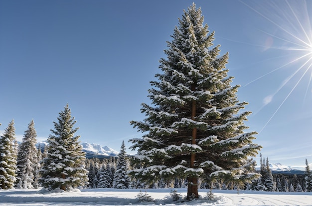 Incantevole serenità della foresta innevata in mezzo alla natura