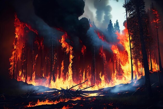 Incendio nella foresta Concetto di progettazione generativa ai