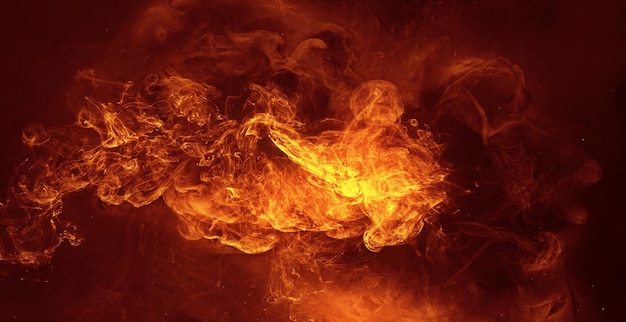 Inchiostro acqua esplosione fuoco arancione fiamme