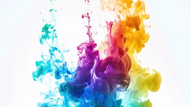 Inchiostro colorato che balla su uno sfondo bianco colorato colorato carta da parati colorato Texture di danza di vernice