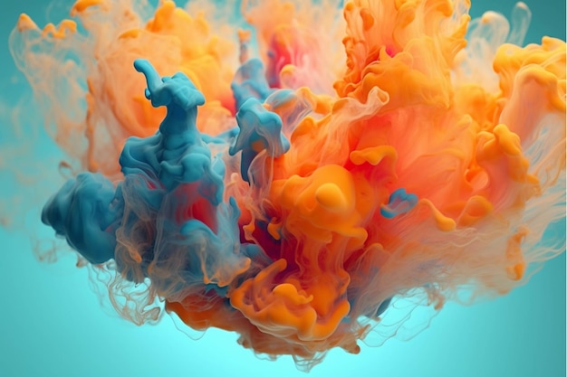 Inchiostro colorato in acqua Rendering 3D di sfondo astratto