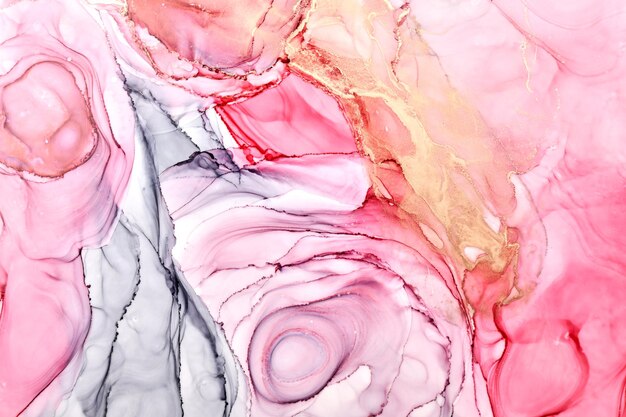 Inchiostro colorato lusso astratto sfondo oro rosa marmo texture fluido arte modello carta da parati vernice subacquea mix
