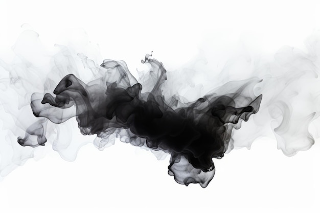 Inchiostro nero acrilico in acqua su sfondo bianco Illustrazione AI generativa