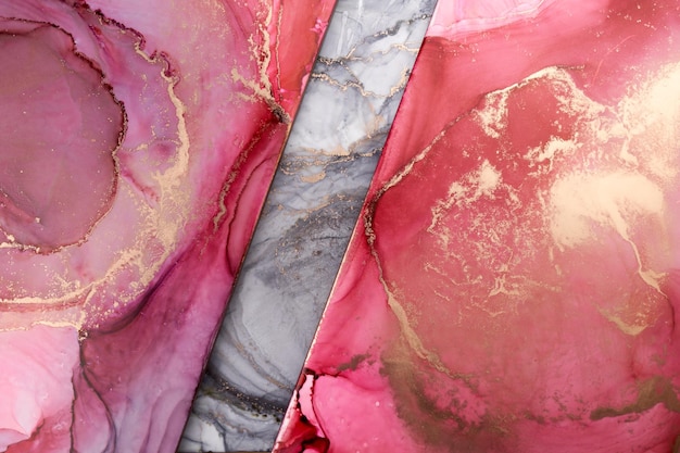Inchiostro oro rosa lusso astratto sfondo marmo texture fluido arte modello carta da parati vernice mix macchie e macchie ondulate sott'acqua