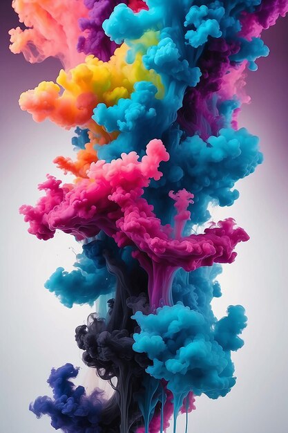 Inchiostro verticale in acqua sfondo astratto colore del movimento carta da parati nuvola colorata di inchiostro
