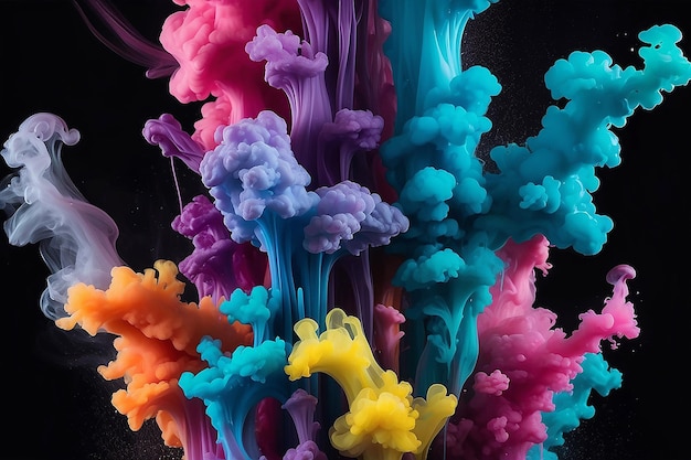 Inchiostro verticale in acqua sfondo astratto colore del movimento carta da parati nuvola colorata di inchiostro