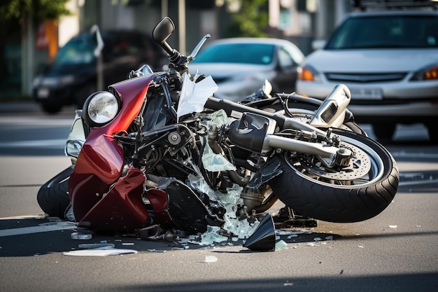 Incidente d'auto e motocicletta all'incrocio Assicurazione contro gli incidenti AI generativa