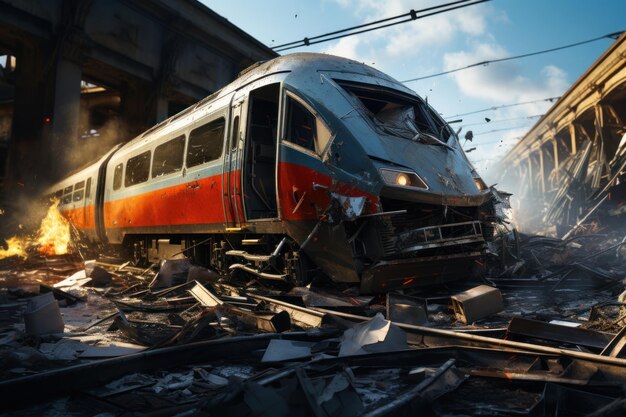 Incidente di un treno ad alta velocità che si è scontrato sulla ferrovia