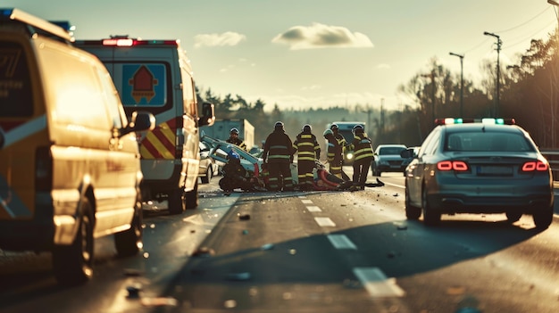 Incidente stradale Ambulanza va sul luogo di un incidente stradale