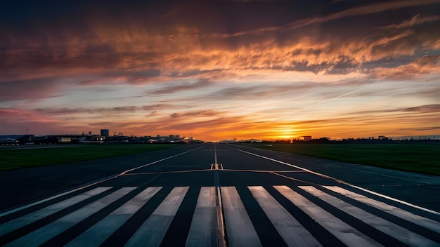 Includere i deboli contorni di edifici o strutture distanti oltre la pista dell'aeroporto