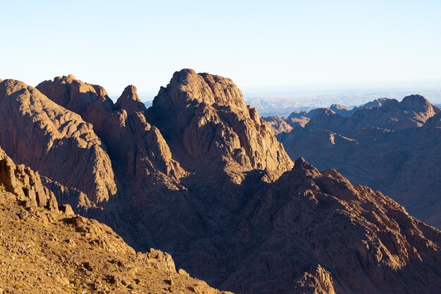 Incredibile alba al monte Sinai Bella alba in Egitto Bella vista dalla montagna