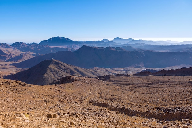 Incredibile alba al monte Sinai Bella alba in Egitto Bella vista dalla montagna