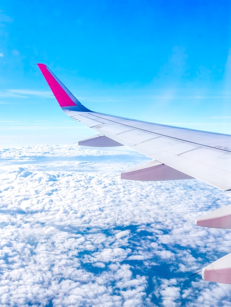 Incredibile cielo con ala di aeroplano