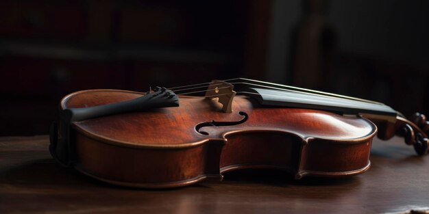 Incredibile fotografia di uno strumento violino in camera oscura Generata dall'IA